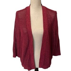 ALIA Plus No Size Tag Open Front Cardigan Burgundy Berry Color EUC Long Sleeve